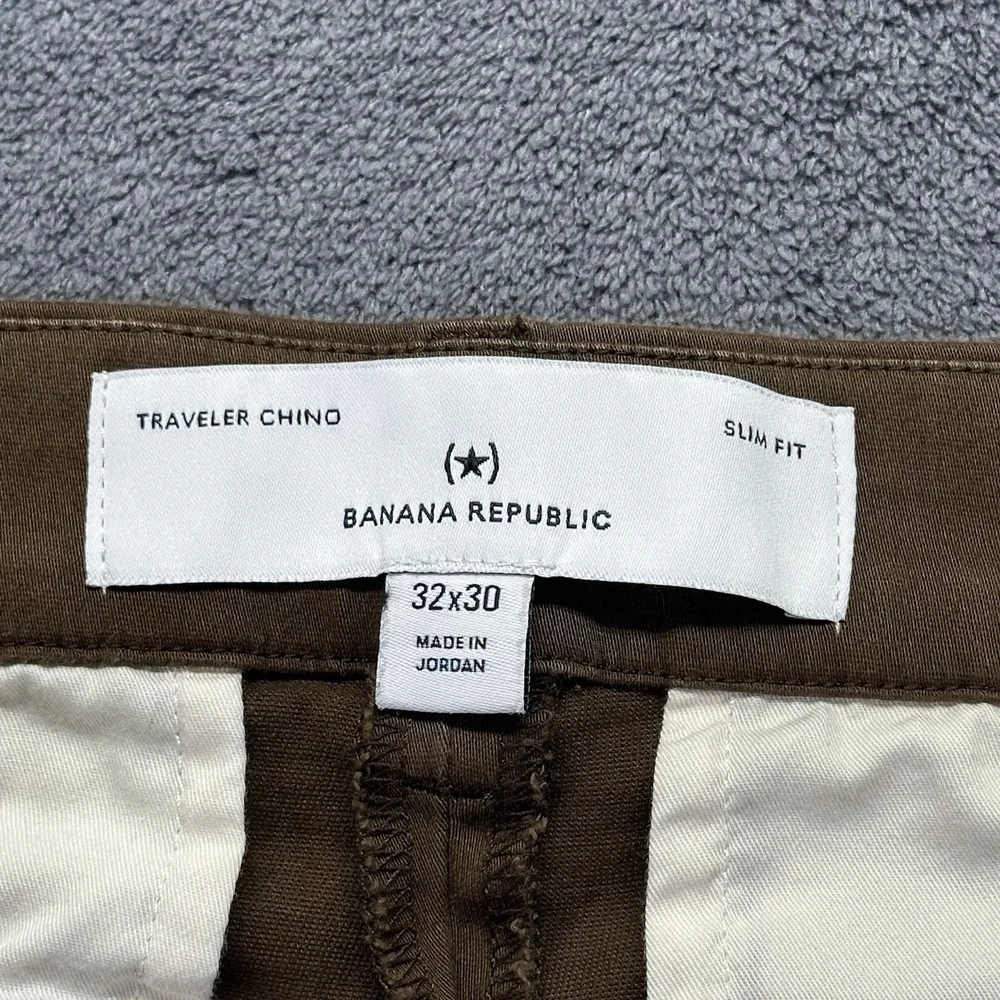 Banana Republic Traveler Pants Men's 32x30 Brown 5-Pocket Slim Fit Cotton Blend - Picture 4 of 9